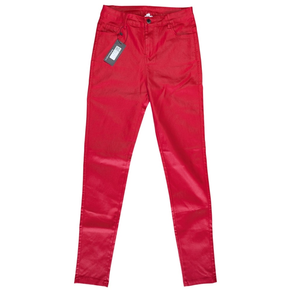 New Small Red‎ Shiny Stretch Women's Skinny Jeans Bright